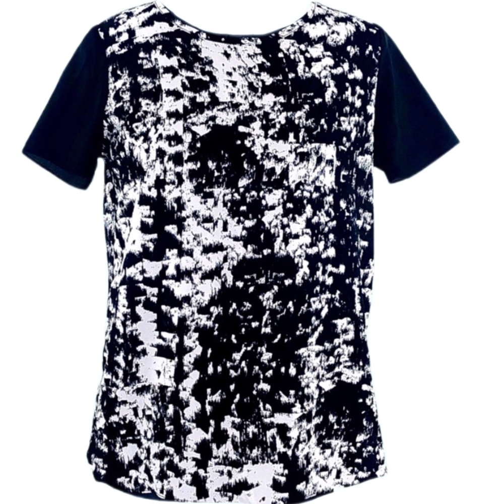 Cynthia Rowley Black/White Short Sleeve Black & White Print Tunic Sz S